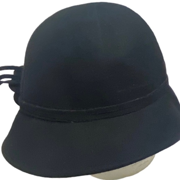 Magid Women’s Solid Black Wool Blend Hat With Brim & Fabric Flowers One Size - Picture 5 of 7